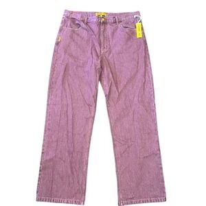 Round Two relaxed fit over dyed Purple Denim Jeans